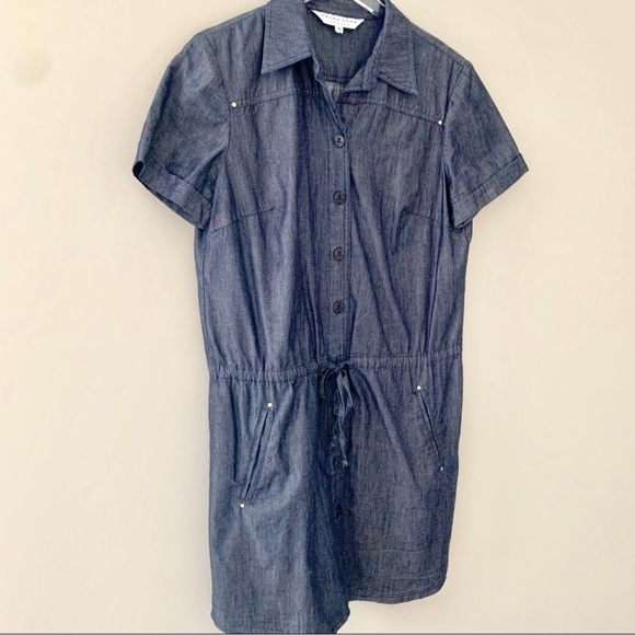 Sz 10 Trina Turk Blue Denim Dress with pockets - Picture 2 of 7